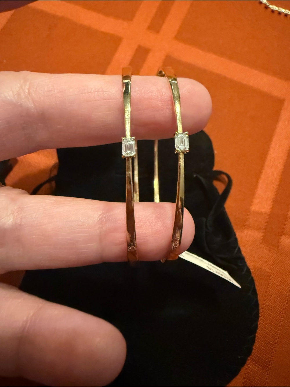 LANA 14k Hoop Earrings with Emerald Diamond.